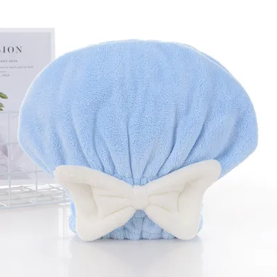 Bow Hair Drying Hat-Blue-1 Pack