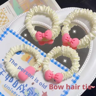 Cute and versatile bow hair cord-white-1 piece