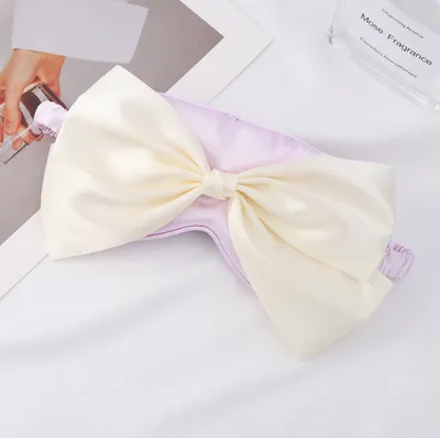 Cute bow eye mask-light purple-imitation silk-1 piece