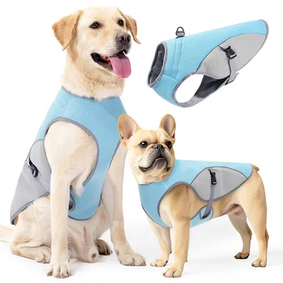 Dog Cooling Jacket For Large Dogs, Pet Cooling Vest With Mesh And D Ring, Dog Reflective Stripe Cooler Jacket For Beach, Hiking, Walking