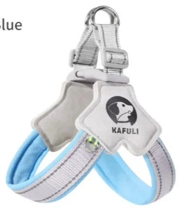 Breathable pet chest strap-M size-blue-double reflective silk-1 piece