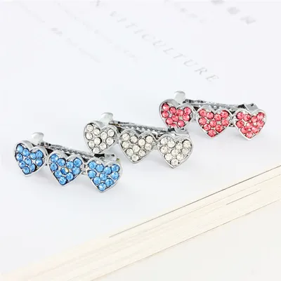 Rhinestone Alloy Peach Heart Barrettes Dog Pet Ornament