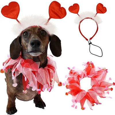 Pets Valentine's Day Decoration Pet Scar Valentine's Day Hairband Dog Party Decoration Prop Dog Accessories Pet Products