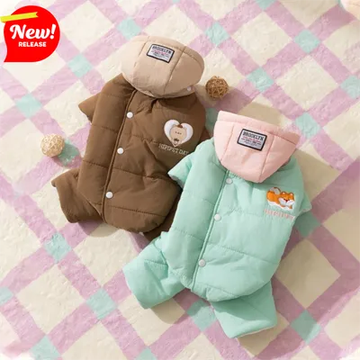 Autumn And Winter Corgi Dog Clothes With Removable Caps, Thick And Warm Four-legged Cotton Clothes, Medium-sized Dog Pet Clothing
