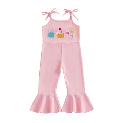 Childrens Waffle-patterned Strap Jumpsuit