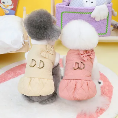 Pet Dog Clothes Small Dog Butterfly Cotton-padded Dress