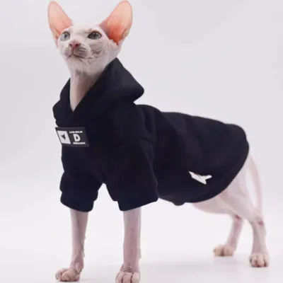 Street-style Fleece-lined Winter Sweater For Hairless Cats Soft Sphynx Cat Clothing