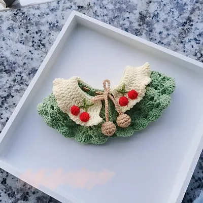 Small Cute Finished Cherry-patterned Drool Bib For Cats And Dogs