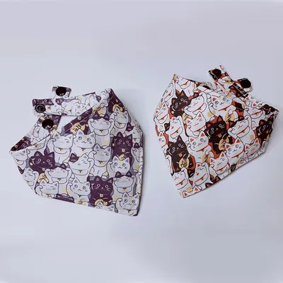 Cartoon Printing Lucky Cat Saliva Scarf Headscarf Supplies Accessories