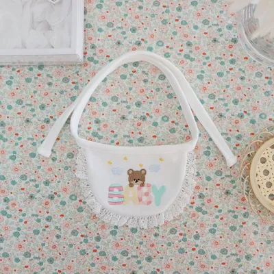 Cute Bear Embroidery Saliva Towel Small Bib Bib