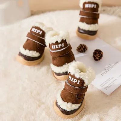 Winter Dog Shoes Thick Anti-slip Rain Snow Puppy Boots Outdoor Pet Paw Protector Foot Cover Pet Supplies Accessories
