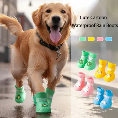 Waterproof Anti-Slip Rubber Rainshoe For Pets,Outdoor Shoe,Ankle Boots,Pet Accessories,Small Medium And Large Dogs And Cats,4PCs
