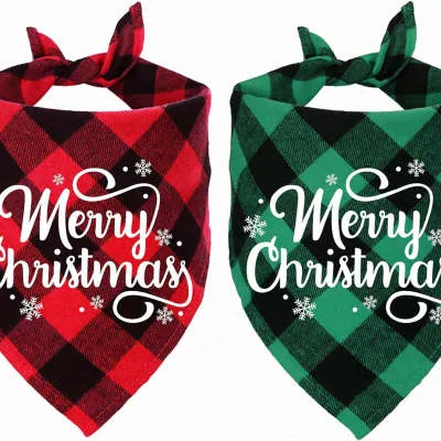 Christmas Pet Triangular Scarf Plaid