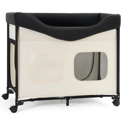 Elevated Lounge Pet Bed Foldable Bunk Dog Bed With Wheels & Side Bags L