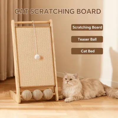 L-shaped Sisal Cat Scratching Board - With Hanging Ball - Scratching, Tapping, And Pouncing, One Base Meets The Three Major Instincts Of Cats