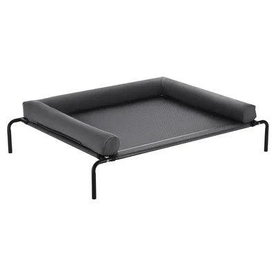 Elevated Dog Bed For Large Dogs XL, Raised Dog Bed Cot With Washable Pillow, Indoor & Outdoor Cooling Dog Bed Hammock, Heavy Duty Steel Frame Dog Bed With Breathable Teslin Mesh, Grey