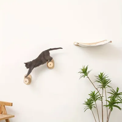 Wall Cat Tree - Space-Saving, Versatile Indoor Activity Center With Sisal Rope Scratching Board, Wooden Furniture, And Climbing Tube For Large And Small Cats - Perfect For Indoor Spaces