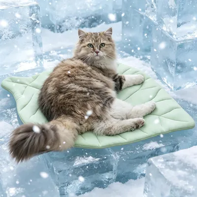 Cat Cooling Mat Cat Leaf Bed Mat Comfortable Soft Fabric Breathable Cozy For All Seasons  Ideal For Cats Small Pets