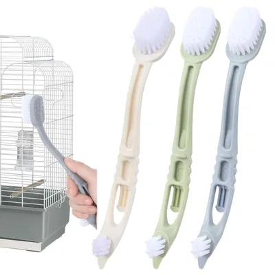 Bird Cage Cleaner With Two Brush Plastic Heads Long Handle Tool For Cleaning Bird Cages Ssential Bird Cage Accessory