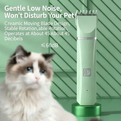 4-in-1 Pet Grooming Kit For Small Dogs Cats, Professional Quiet Rechargeable Hair Trimmer With 4 Interchangeable Heads, Low Noise Paw Nail Grinder Body Clipper