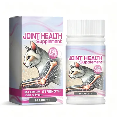 Cat Joint Health Support Tablets, Glucosamine Joint Supplement For All Breeds & Sizes Cats, 80 Count Joint Care Chewable Tablets To Relieve Joint Discomfort