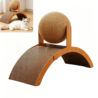 Wobble Ball Cat Scratcher, Cat Scratching Ball On Stand, Interactive Cat Scratcher With Rotating Sisal Ball, Cat Scratcher Board For Indoor,Protects Furniture & Rugs