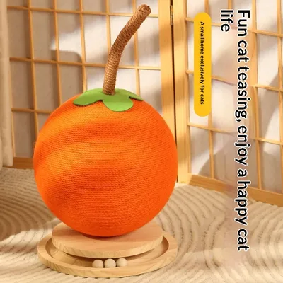Solid Wood Rotating Disc Ball Sisal Ball Scratch-Resistant Rotating Disc Cat Toy