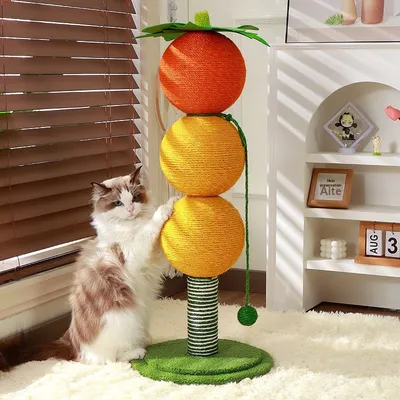 Scratching Post With Sisal Rope And A Ball For Cats And Other Pets To Play With