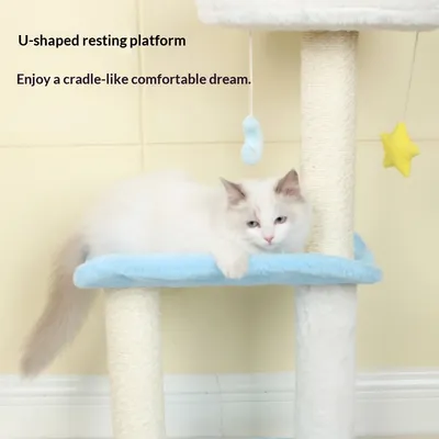 Blue Sky And White Cloud Integrated U-Shaped Resting Platform Cat Tree