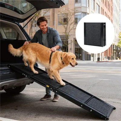 Dog Ramp For Car 71 Long  19.5 Wide Portable Dog Ramps For Large Dogs With Non-Slip Rug Surface Dog Car Ramp For SUV Car  Truck, Folding Dog Ramp Up To 250LBS