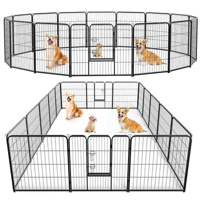 Dog Playpen Indoor Fence Height Metal Exercise Pen With Door Small Puppy Medium Large Dogs Animal Pet For Outdoor, Garden, Yard