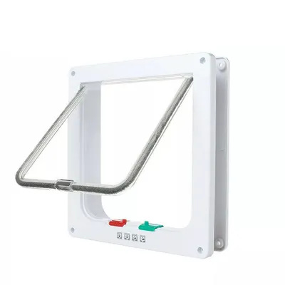 XL Pet Door 4 Way Locking Small Medium Large Dog Cat Flap Magnetic White Frame