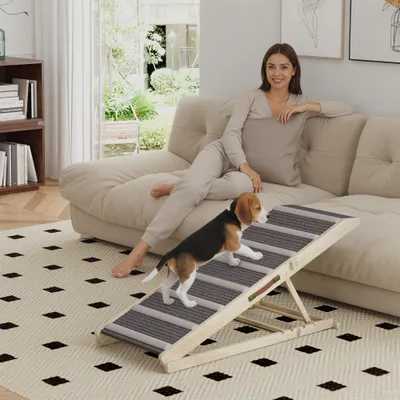  Dog Ramp for Couch, Foldable Pet Ramp for Small to Large Dog, 4 Adjustable Height from 16" to 23.5"