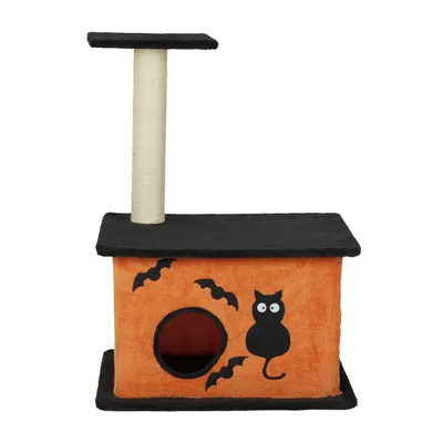 33inch Halloween Cat Tree, Cat Tower Cat Tree For Indoor Cats With Spacious Cat Condo, Large Platform, Sisal Scratching Post, Orange & Black
