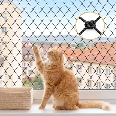 Cat Netting Balcony, 10-13 Ft Steel Wire Reinforced Mesh For Pets  Anti Fall, Scratch And Bite Resistant, All Weather Protection For Patio, Window, Stair, Railing, Mounting Kit Included