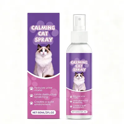 Calming Cat Spray, 60ML Natural Cat Anxiety Relief Spray For Stress & Bad Behavior Correction Product Bullet Points Natural Gentle Formula Crafted With Deionized Water, 1,2-hexanediol And Matrine, Thi