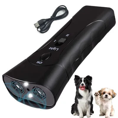 Trainer Ultrasonic For Dogs, Anti Barking Device, Portable Ultrasonic Dog Barking, Anti Barking Dog Training Device With Flashlight With LED Light, 3 Training Modes For Indoor Outdoor