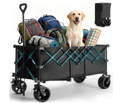 Foldable Trolley - 440-pound Foldable Extra-long Heavy-duty Multi-functional Vehicle With Wheels