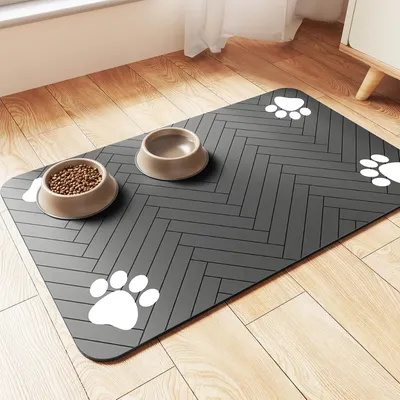 Pet Feeding Mat Absorbent Pet Placemat For Food And Water Bowl With Waterproof Rubber Backing Quick Dry Water Dispenser Mat For Dog And Cat