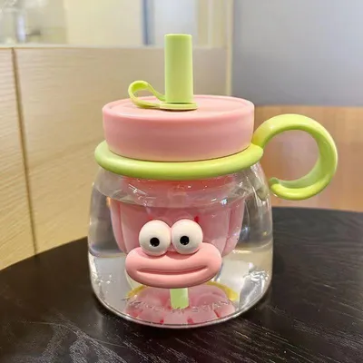 Big belly straw cup-pink-1000ml-1 piece