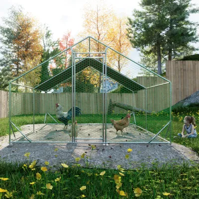 Large Metal Chicken Coop, Walk-in Chicken Run,Galvanized Wire Poultry Chicken Hen Pen Cage, Rabbits Duck Cages With Waterproof And Anti-Ultraviolet Cover For Outside 10 L X 13 W X 6.56 H