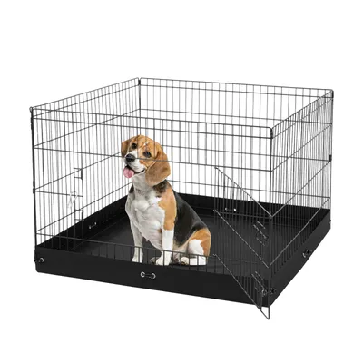 Dog Playpen 4 Panels Foldable Metal Dog Exercise Pen With Bottom Pad 36 In