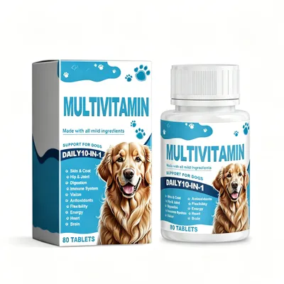 Dog Multivitamin Tablets, Daily Nutritional Supplement For Dogs, Supports Skin Coat, Joint, Digestion, Immune & Vision Health, 80 Chewable Tablets
