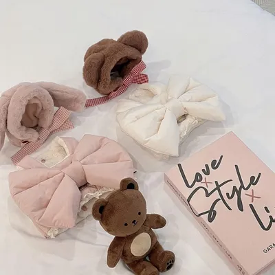 Cute Bow Autumn And Winter Plush Dog Breast Strap