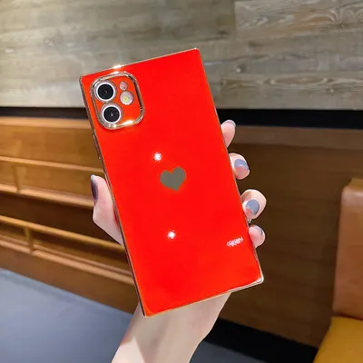 6D Electroplating Love Square All-Inclusive Silicone Phone Case