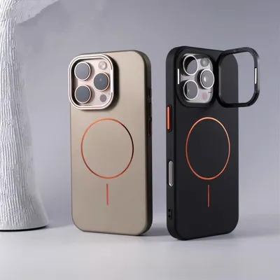 Magnetic Phone Case With A Gold-finish Thin Ring Compatible With The 17 Pro Max