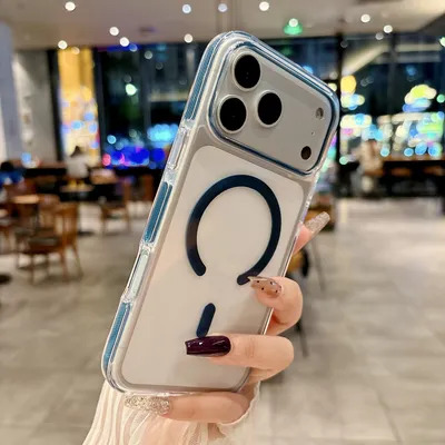 Transparent Ice-crystal Dual-color Magnetic Case For The 17 Pro Max