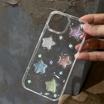 15pro Color Five-pointed Star Three-dimensional Creativity Glitter Epoxy Phone Case