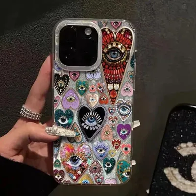 Cute Eye Phone Case With Feather-Like Texture