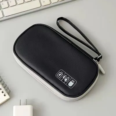 Data cable storage bag-simple handheld model-black-600D film material-1 piece